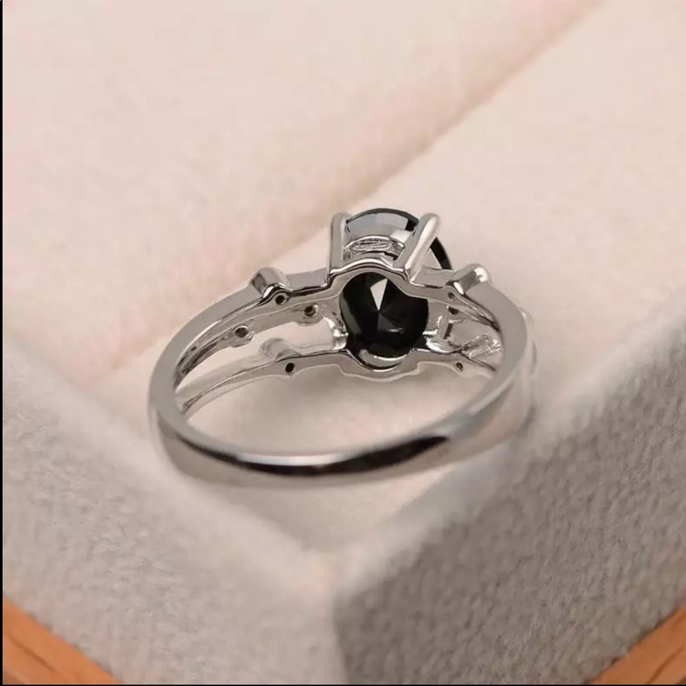 New Unisex 925 Silver Sapphire Stackable Ring - Picture 5 of 7